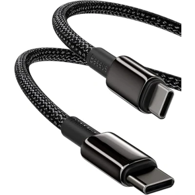 Abbildung von Baseus USB C Kabel, 100W PD 5A QC 4.0 Schnellladung auf C, Zinklegierung Typ Ladekabel für iPhone 15 Pro/14/13/12 MacBook Pro 2020 iPad Air Samsung Galaxy S22 S21 S20, Steam Deck 2m