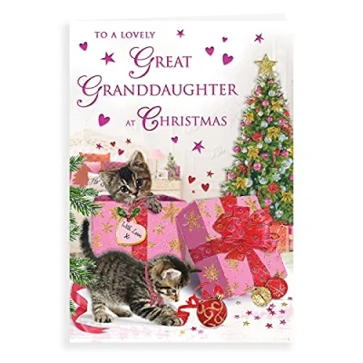 Abbildung von Regal Publishing C85418 Traditionelle Weihnachtskarte Great Granddaughter, rosarotbraunweiß, 22,9 x 15,2 cm