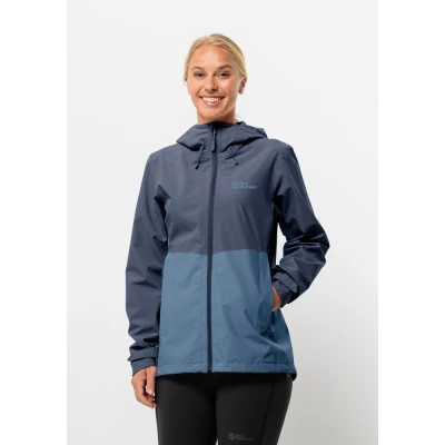 Abbildung von Jack Wolfskin Weiltal Regenjacke / wasserabweisende Jacke, Damen, Größe: XL, Evening sky