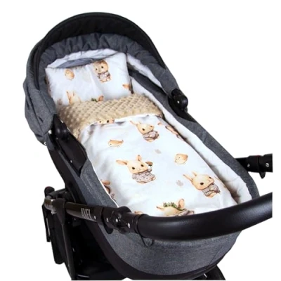Abbildung von Kinderdecke BABYLUX Babydecke MINKY 2Set Kuscheldecke Decke 75 x 60cm Kinderwagen, BabyLux, MP150 Beige + Häschen