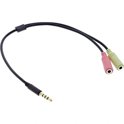 Abbildung von InLine 99302I Audio Headset Adapterkabel, 3,5mm Klinke Stecker 4pol. an 2x Buchse, 0,25m, 1 Stück