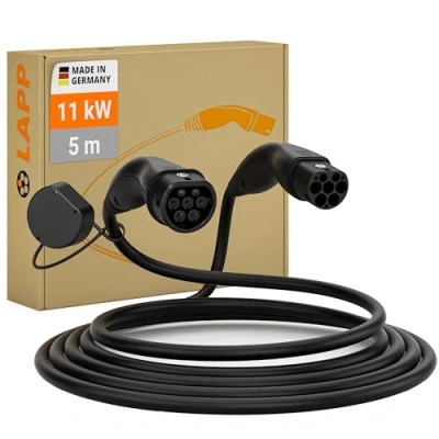 Abbildung von Lapp Mobility Helix Typ 2 Ladekabel 11 kW/Selbstaufrollend / 20 A 3 Phasig/E Auto Ladekabel/Mode 5m, Schwarz