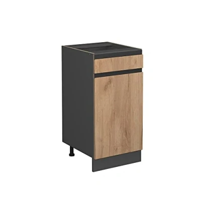 Abbildung von Vicco Unterschrank R Line, Goldkraft Eiche/Anthrazit, 40 cm J Shape, ohne Arbeitsplatte