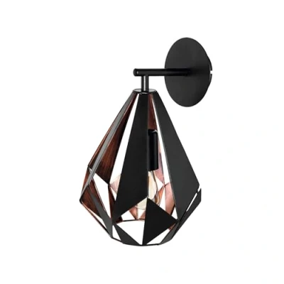 Abbildung von Eglo 49992 Wandleuchte Vintage CARLTON 1 Stahl schwarz, kupfer E27 1X40W H:33cm L:20,5cm dimmbar