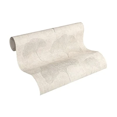 Abbildung von living walls Vliestapete &quot;Borneo&quot;, botanisch, Floral Tapete Blumen Beige Metallic