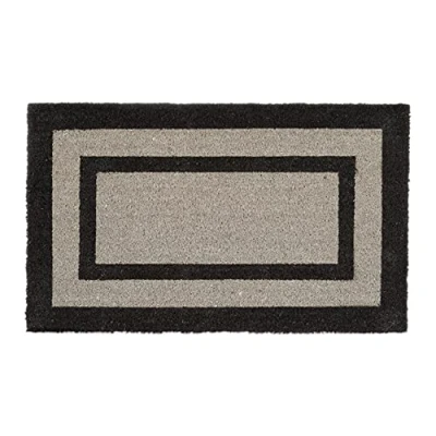 Abbildung von Relaxdays Fußmatte lang aus Kokos &amp; PVC optimal für Balkon, Flur, Veranda und Terrasse als Schmutzfangmatte mit rutschfester Gummi Unterseite HBT: ca. 75 x 45 1,5 cm Fußabtreter, grau