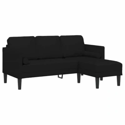 Abbildung von vidaXL Sofa 3 Sitzer L förmiges Schwarz 160 cm Stoff, 1 Teile