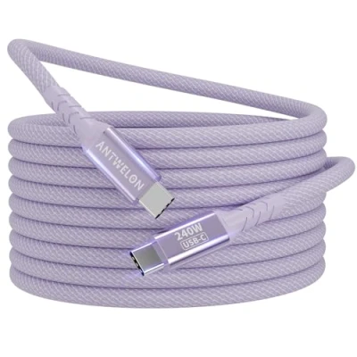 Abbildung von ANTWELON 240W USB C auf Kabel PD 3.1 2M Nylon Geflochten Ladekabel Schnellladekabel für iPhone 16 15 Pro Max Samsung Galaxy S24 S23 Macbook iPad (lila)