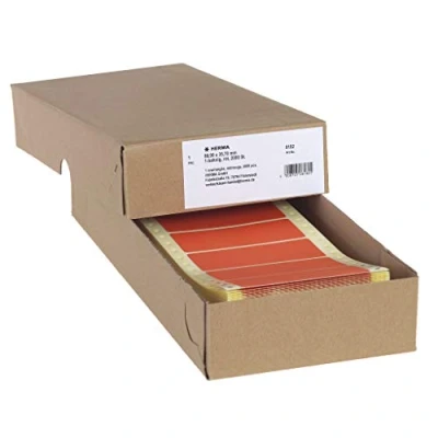 Abbildung von HERMA 8182 Computeretiketten endlos, 88,9 x 35,7 mm, 1 bahnig, 2000 Stück, selbstklebend, Endlosetiketten Aufkleber mit Führungslochrand, matt, blanko Papier Computer Etiketten, rot
