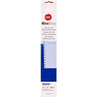 Abbildung von GBC 4400696 Binderücken Draht, A4, 34 Ringe, 8 mm, 70 Blatt, 25 Stück, silber