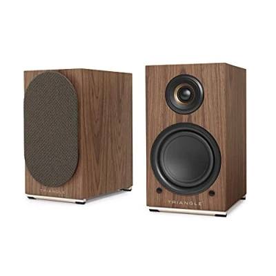 Abbildung von TRIANGLE AIO TWIN Aktivlautsprecher Wi Fi &amp; Bluetooth Library Lautsprecher mit 2x50W Verstärker HD Audio PHONO/Plattenspieler + optische TV Eingänge 165 x 304 235 mm Brauner Ahorn (Paar)