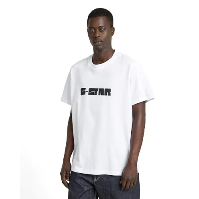 Abbildung von G Star Herren Graphic Script Loose T Shirt, Weiß (White D25682 c336 110), L