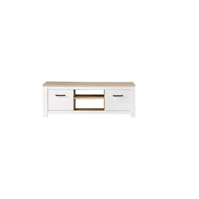 Abbildung von FORTE Elara TV Unterschrank mit 2 Türen, Holzwerkstoff, Weiß Matt / Bianco Eiche, 161,4 x 54,1 42,2 cm