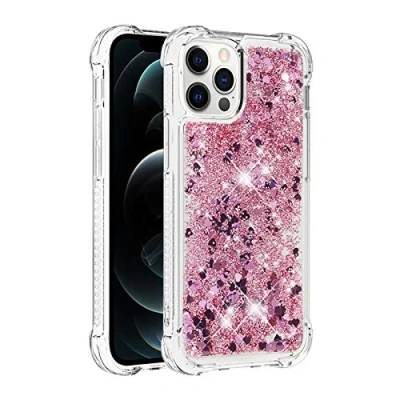 Abbildung von KBIKO zxl Kompatibel mit iPhone 12 Pro Glitzer Hülle,Mädchen Glitzern Handyhülle,Paillette Flüssigkeit Clear Silikon Schutzhülle für Pro.Rose Gold YBL