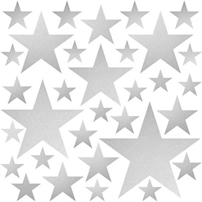 Abbildung von PREMYO 32 Sterne Wandsticker Kinderzimmer Mädchen Jungen Wandtattoo Wandaufkleber Selbstklebend Silber
