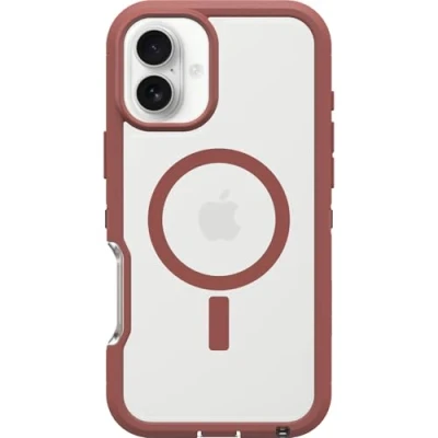 Abbildung von OtterBox Defender Series XT MagSafe Hülle für iPhone 16 Plus, stoßfest, Ultra robust, schützende Hülle, 7X getestet nach Militärstandard, Transparent/Braun
