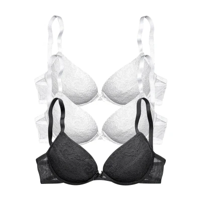 Abbildung von Lascana 3 PACK Pushup BH, Damen, Größe: 70C, Xweiß xschwarz
