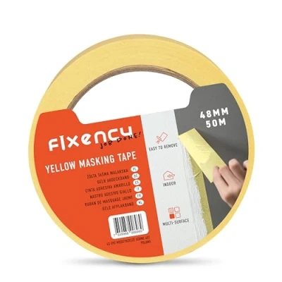 Abbildung von Fixency 1x Malerkrepp (48mm x 50 m) I Kreppband Gelb für Malerarbeiten und Renovierungen Abklebeband zum Streichen, Lackieren, Renovieren