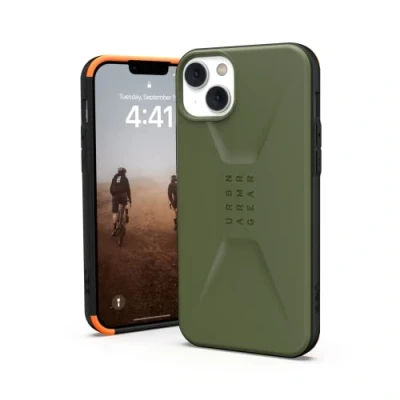 Abbildung von Urban Armor Gear UAG Civilian Hülle kompatibel mit Apple iPhone 14 Plus [Wireless Charging kompatibles Cover, Sturzfeste Handyhülle, Displayschutz durch erhöhten Rand] Olive grün
