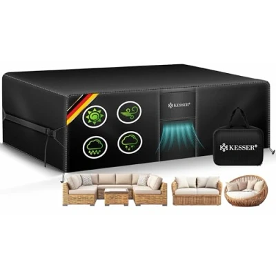 Abbildung von KESSER® Gartenmöbel Abdeckung 242cm x 162cm 100cm Abdeckplane winddicht winterfest wasserdicht für Gartentische 420D Oxford Schutzhülle Terrassenmöbel UV &amp; Regenschutz mit Belüftungsöffnung