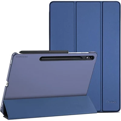 Abbildung von ProCase Hülle für 12,4 Zoll Galaxy Tab S8 Plus/Tab S7 FE/Tab Plus Dreifach Falt Klapp Schutzhülle Case Ultra Dünn Leicht Ständer Schale Smart Cover mit Translucent Frosted Rückhülle Navy