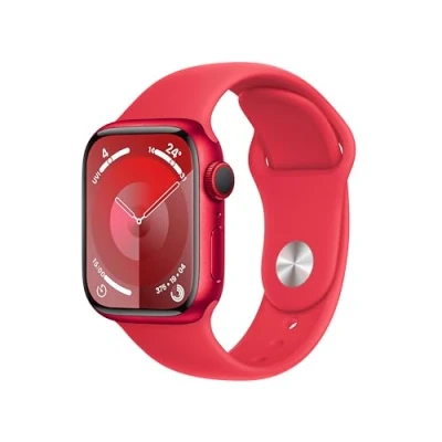 Abbildung von Apple Watch Series 9 4G 41mm Rot (Rotes Silikon Armband S/M)