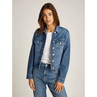Abbildung von Tommy Jeans Classic Trucker Jeansjacke, Damen, Größe: Large, Denim medium