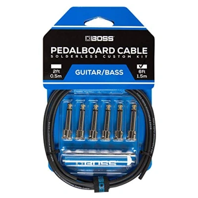 Abbildung von BOSS BCK 6 Lötfreies Pedalboard Kabelkit 1,5 m Kabel + sechs 6,3 mm Klinkenstecker (gewinkelt/gerade) für die Erstellung von drei Custom Kabeln