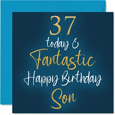Abbildung von Fantastische Geburtstagskarte zum 37. Geburtstag für den Sohn 37 Today Fantastic Karte von Mama oder Papa Geburtstagsgeschenke 145 mm Geburtstagsgrußkarten Geschenk