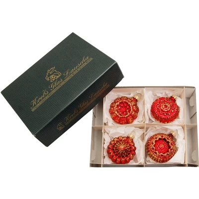 Abbildung von Krebs Glas Lauscha Christbaumschmuck Glaskugelformen, Breite ca. 5 cm (4 tlg), Weihnachtsdeko rot, Christbaumkugeln aus Glas, Weihnachtsbaumkugel