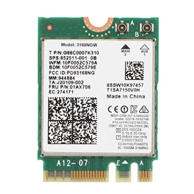 Abbildung von Netzwerkkarte, Wi Fi Netzwerkadapterkarte für Internet 3168NGW Wireless AC Dualband WLAN Netzwerkkarte mit Bluetooth 4.2
