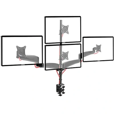 Abbildung von Duronic DM453VX1 Monitorarm, Monitor Halterung 4 Bildschirme bis 27&quot; Zoll, LCD LED Display Ständer 6 kg, Höhenverstellbar, Neigbar 90 +45, Drehbar 360, Monitorhalterung 4fach VESA
