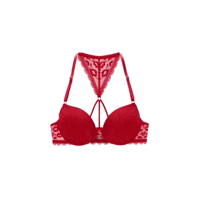 Abbildung von Vivance Push up BH, mit Spitze in Kussmund Optik Neckholder Träger, Dessous
