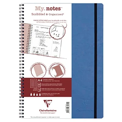 Abbildung von Clairefontaine 783464C Age Bag My.Notes Spiralbuch mit abtrennbaren Rändern, 21x29,7cm, 60 Blatt 90g liniert Blau, 1 Stück
