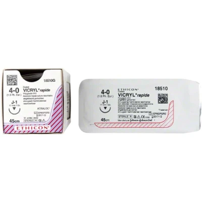 Abbildung von Vicryl rapid ungefärbt geflochten USP 4/0 45cm 12 Folien