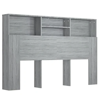 Abbildung von vidaXL Kopfteil mit Ablagen Regal Wand Bücherregal Betthaupt Bettkopfteil Schlafzimmer Grau Sonoma 160x19x103,5cm