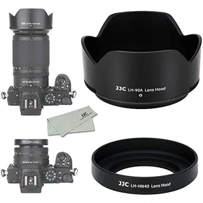 Abbildung von JJC Gegenlichtblende für Nikon Z DX 50250 mm f/4.56.3 VR Objektiv &amp; NIKKOR 1650 f/3.56.3 an Z50 Kamera, ersetzt HN 40 und HB 90A Gegenlichtblende, 3 Stück