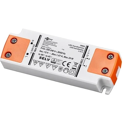 Abbildung von Goobay 30002 LED Trafo 230V auf 12V Spot Transformator 20W Gesamtlast Treiber DC Gleichspannung Driver