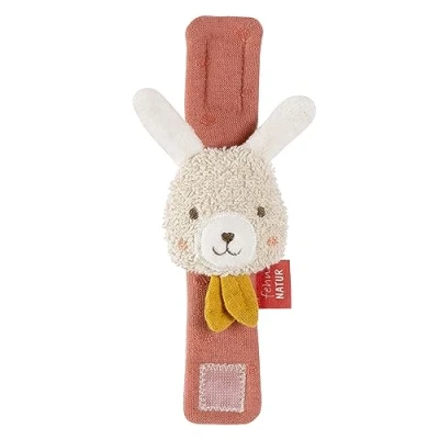 Abbildung von Fehn Rasselarmband Baby fehnNatur Spielzeug Hase Motorikspielzeug Greifling zum Rasseln, Fühlen Kuscheltier Babyspielzeug mit Bio Baumwolle für Babys und Kleinkinder ab 0+ Monaten