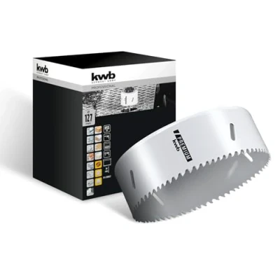 Abbildung von kwb HSS Bi Metall Lochsäge Ø 127 mm, 8% kobaltlegiert mit progressiver Vario Zahnung und hoher Präzision für den vielseitigen Einsatz