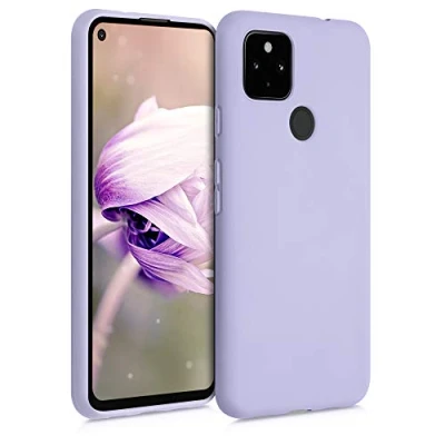 Abbildung von kwmobile Hülle kompatibel mit Google Pixel 4a 5G weiches TPU Silikon Case Cover geeignet für kabelloses Laden Lavendel
