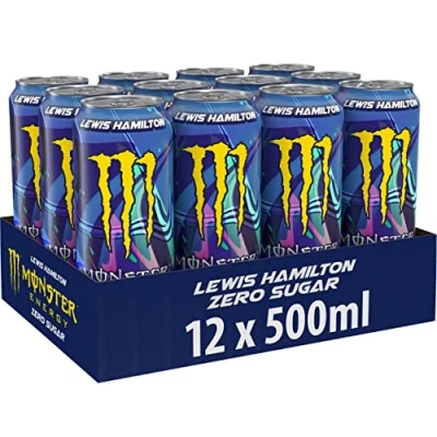 Abbildung von Monster Energy Lewis Hamilton Zero koffeinhaltiger Drink mit erfrischendem Pfirsich Nektarinen Geschmack ohne Zucker und Kalorien Dosen (24 x 500 ml) + Italian Gourmet Polpa 400g
