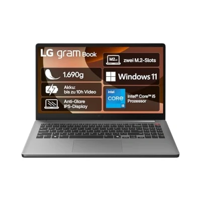 Abbildung von LG gram Book Notebook (39,6 cm/15,6 Zoll, Intel Core i5 1334U, Iris Xe Graphics, 512 GB SSD)