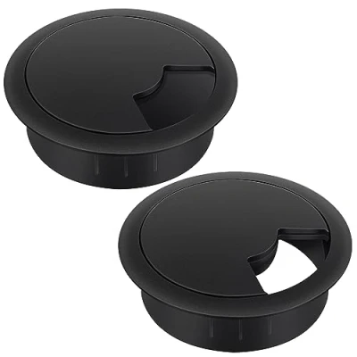 Abbildung von Bolatus 2 Stück Kabeldurchführung Schreibtisch 60mm Kabeldurchlass Kunststoff Schwarz Tisch für Office Schreibtische