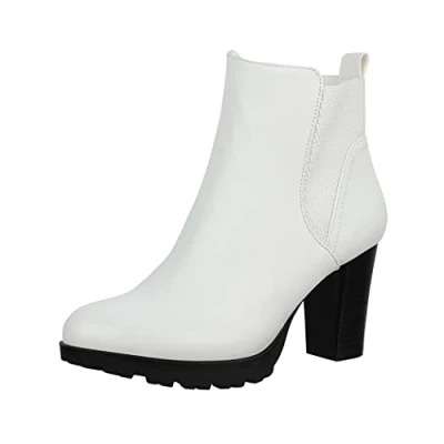 Abbildung von Elara Herbst Plateaustiefelette, Damen, Größe: 39, Weiss Schuhe