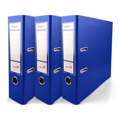 Abbildung von Netuno 3x Akten Ordner Blau DIN a4 Ekobox 2 Ring Mechanik Ringorder 8cm Kunststoff breit Büroordner Plastikordner Briefordner Ringmappe breiter Aktenordner PP farbig