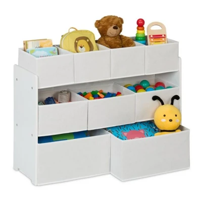 Abbildung von relaxdays Standregal Kinderregal mit 9 Stoffboxen