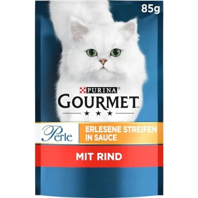Abbildung von GOURMET PURINA Perle Erlesene Streifen Katzenfutter nass, mit Rind, 26er Pack (26 x 85g)