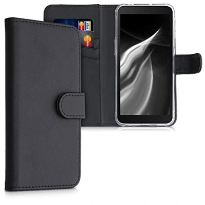 Abbildung von kwmobile Hülle kompatibel mit Samsung Galaxy Xcover 5 Kunstleder Handyhülle Kartenfächern in Schwarz