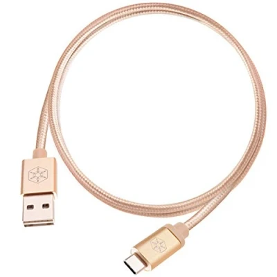 Abbildung von SilverStone SST CPU04G 1000 Reversible USB Kabel, Typ A auf C, Kabel mit Mantel aus Nylongeflecht, hochleistungsfähige Aufladung und Datensynchronisierung, 1,0 m, gold